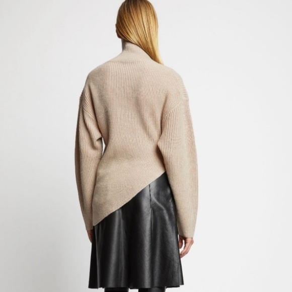 Proenza Schouler Neutral Turtleneck Asymmetrical Hem Sweater Size Small - Picture 2 of 7